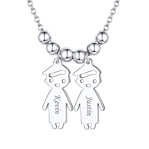 ChicSilver Namenskette Freundschaftskette mit 2 Jungen Anhänger 925 Silber Damen Herren Halskette mit Geschenkebox Kinder Geschenke von ChicSilver