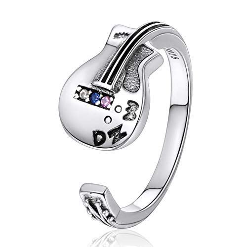 ChicSilver Offener Ring für Frauen 925 Sterlingsilber Ring Gitarre Verstellbarer Ring für Frauen Mädchen von ChicSilver