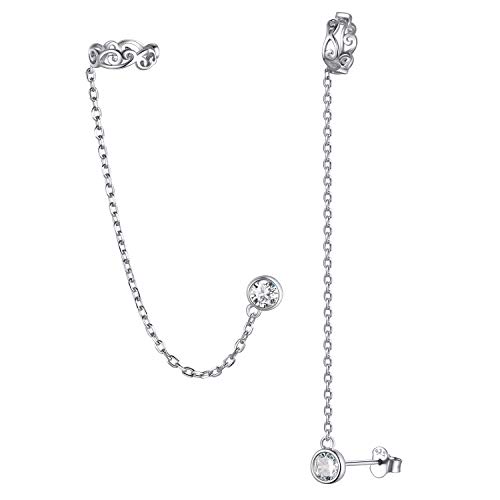 ChicSilver Ohrringe Kette Silber Keltischer Knot Ohrstecker mit Kette Minimalisitische Linie Ohrringe Kette Ohrringe für Valentinstag Muttertag von ChicSilver