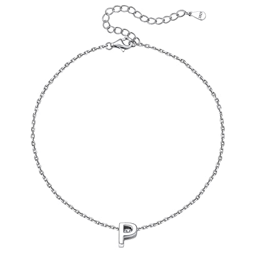 ChicSilver P Letter Fußschmuck aus 925 Sterling Silber Sommer Strand Fußkettchen Bff Letter Fußkette mit Geschenkebox für Freundin Ehefrau Model von ChicSilver