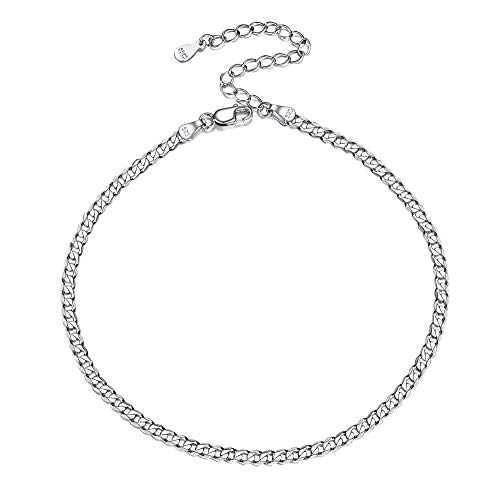 ChicSilver Panzerkette Fußkette auch als Armband aus 925er Silber Damen Mädchen Gliederkette Fußkettchen für Valentinstag Geburtstag von ChicSilver