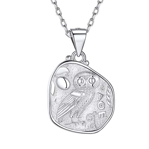 ChicSilver Platin Athena mit Eule Halsette aus 925er Sterling Silber Halskette mit Athena und Eule für Damen und Herren von ChicSilver