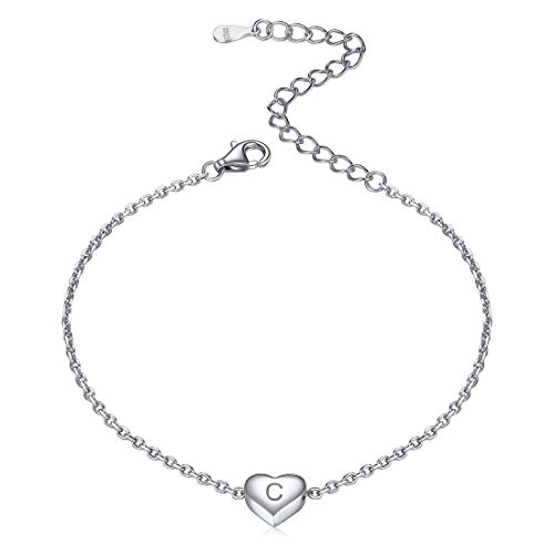 ChicSilver Platin Buchstabe Anhänger C Armbänder Mädchen Herz Armband 16cm für damen und Mädchen von ChicSilver