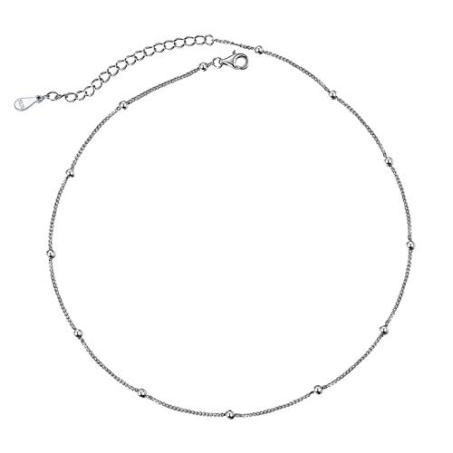 ChicSilver Platin Kugelkette mit kleiner Kugel 925 Choker 33cm Damen Schmuck mit Geschenkebox an Alltag/Modenschau/Party von ChicSilver