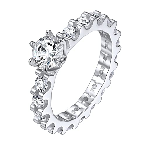 ChicSilver Ring rund Cubic Zirkonia Stein Silber 925 Damen – Verlobungsring Hochzeit Versprechen Ehering Set Schmuck Hochzeit – Größe 52 – 70 mm, 70, Sterling Silber von ChicSilver