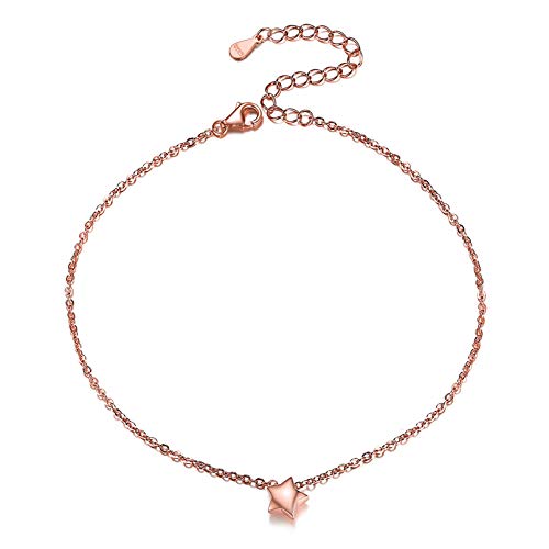 ChicSilver Damen Fußkettchen, 925 Rosegold Fußkette 22cm lang, Eleganter Sommer Strand Fußschmuck mit Geschenkebox für Freundin Ehefrau Verlorbte von ChicSilver