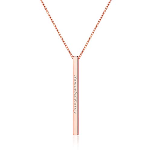 ChicSilver Rose Gold Vertical Bar Personalierte Halskette mit Stab Anhänger für Mädchen Boho Schmuck Geschichteten Halsketten Brautjungfern Geschenke von ChicSilver