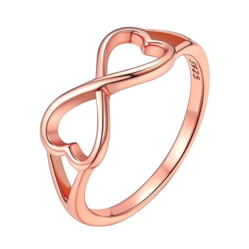 ChicSilver Rosegold Damenring Herz Infinity Unendlichkeit Fingerring in Ringgröße 54 Promise Ehering Verlorbungsring Freundschaftsring Hochzeitsring für Paar Pärchen von ChicSilver