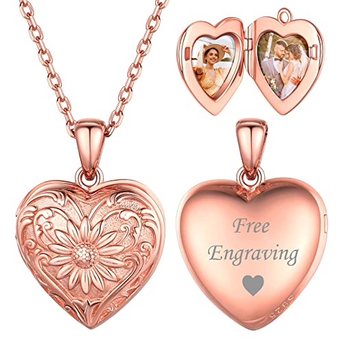 ChicSilver Rosegold Herz Medaillon Anhänäger Personalisierter Bild Anhänger mit 2 Foto Damen Mädchen Photo Amulett für Weihnachten Valentinstag von ChicSilver