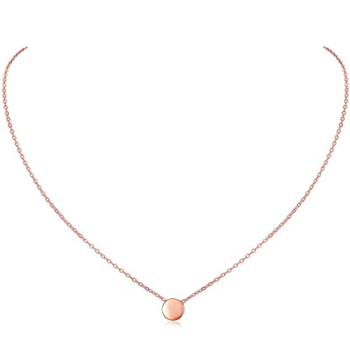 ChicSilver Rosegold Kette für Damen Frauen, Halskette mit Kleiner Rundanhänger, Minimalisitischer Schmuck für Freundin Ehefrau Tochter von ChicSilver