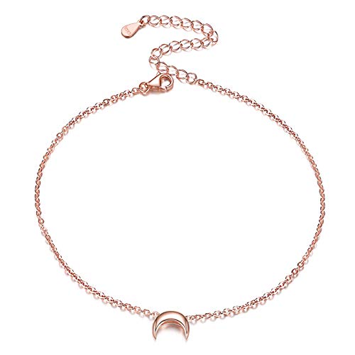 ChicSilver Boho Fußkettchen, 925 Rosegold Mond Fußkette für Damen Frauen, Sommer Strand Fußschmuck für Mama Tochter Freundin von ChicSilver