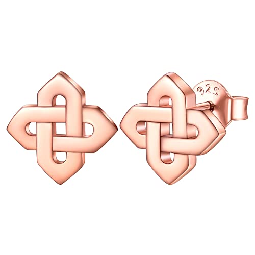 ChicSilver Rosegold Quartärer keltischer Knoten Ohrstecker Damen Mädchen Piercing Zirkonia Ohrstecker mit Celtic Knot Symobl für Freundin Ehefrau von ChicSilver