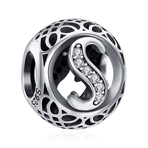 ChicSilver S Silber Glasperlen European Perlen Anhänger für Charms Schmuckarbeiten Armbänder Halsketten Packung mit 50 Stück 26 Buchstaben DIY Serie … von ChicSilver