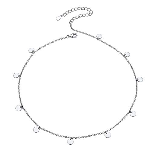 ChicSilver Silber Choker Kette Runde Anhänger Damen Choker Halskette mit Schmuckstück Mädchen Schmuck von ChicSilver