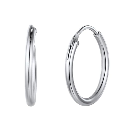 ChicSilver Silber Creolen Ohrstecker 925 Damen Knorpel Ohrringe 1.5mm Creolen Hoop Huggie 925 Rund Ohrringe Conch Helix Tragus Piercing Ohr Earrings for Women Ohrschmuck für Geburtstag von ChicSilver
