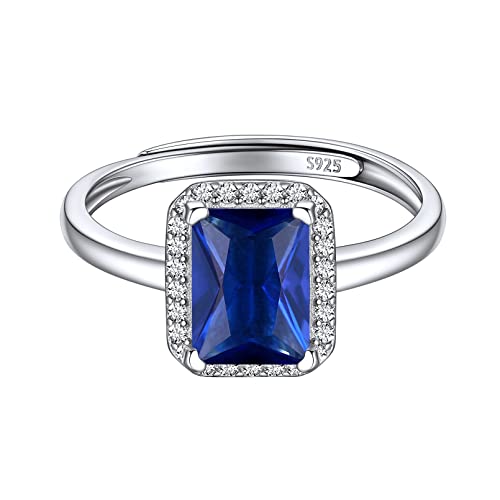 ChicSilver Silber Damenring Fingerring mit Quadrat Tansanit Gebursstein Damen Mädchen verstellbarer Ring mit Zirkonia für Braut Mama Schwester von ChicSilver