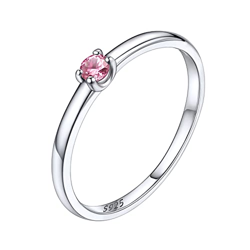 ChicSilver Silber Fingerring mit simulierten Geburtsstein Damen Mädchen 925 Silberring in Ringgröße 57 BFF Partnerring mit Wunschgravur für Hochzeit Verlorbung Weihnachten von ChicSilver