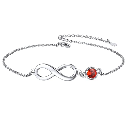 ChicSilver Silber Fußkette mit Zirkonia Geburssteine Rubin Infinity Unendlichkeit Symbol Sommer Strand Fußkettchen für Valentinstag Geburtstag von ChicSilver