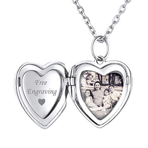 ChicSilver Silber Herz Medaillon Damen Photo Amulett mit Wunschgravur personalisierter Fotoanhänger für Damen und Mädchen von ChicSilver