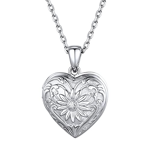 ChicSilver Silber Herz Medaillon zum Öffnen Damen Mädchen Photo Bild Anhänger mit Foto/Text Gravur Personalisierter Foto Herzanhänger für Geburtstag Valentinstag Weihnachten von ChicSilver