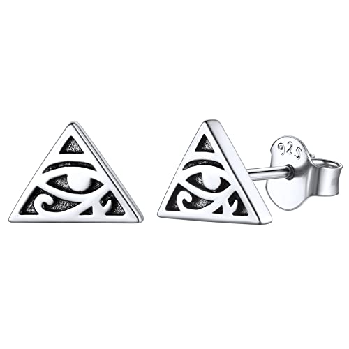 ChicSilver Silber Horusauge Ohrstecker für Damen Herren Triangel Ohrstecker mit ägyptischer Auge von Horus Symbol für Geburtstag Weihnachten von ChicSilver