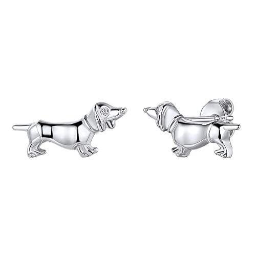ChicSilver Silber Hund Ohrstecker 925 damen Dackelohrstecker mit Geschenkebox 925 Tier ohrschmuck Kinderohrstecker für Mädchen Freundin Dackelliebhaber von ChicSilver