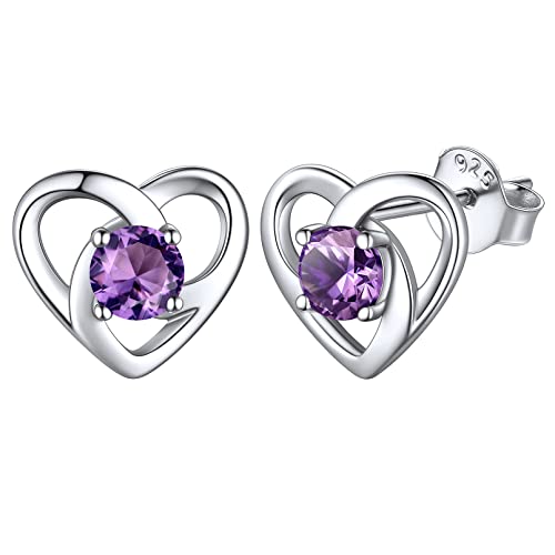 ChicSilver Silber Keltischer Knot Herz Ohrstecker für Damen Mädchen 925 Sterling Silber Amethyst Ohrstecker mit Geschenkebox für Frauen Freundin Ehefrau von ChicSilver