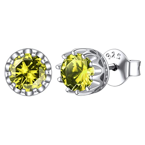 ChicSilver Silber Krone Ohrstecker mit Peridot Gebursstein Kleiner Zierlichere Ohrstecker Damen Mädchen Ohrringe für Hochzeit Valentinstag von ChicSilver