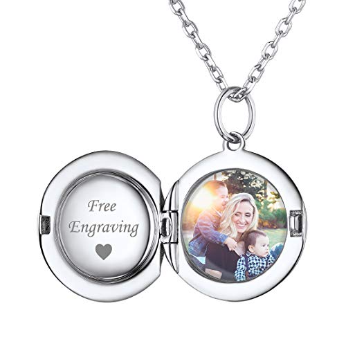 ChicSilver Silber Medaillon für Frauen, Photo Halskette 925 Sterling Silber Fotokette mit Wunschgravur, Personalisierter Amulett für Bild mit Geschenkebox für Frauen Mädchen von ChicSilver