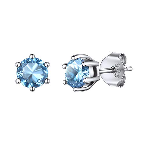 ChicSilver Silber Ohrstecker mit Zirkonia Monatsstein März Aquamarin Damen Ohrschmuck für Weihnachten Valentinstag Muttertag von ChicSilver