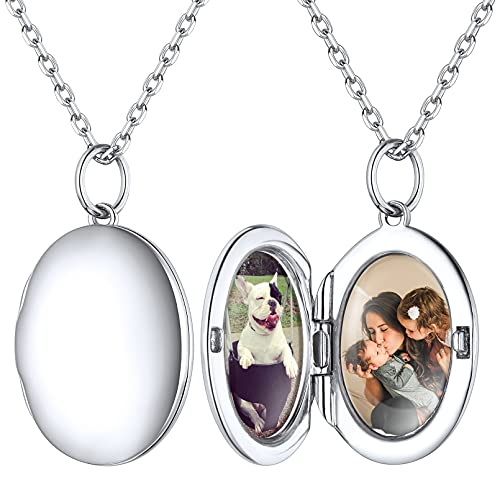 ChicSilver Silber Oval Medaillon Anhänger Personalisierter Medaillon Halskette Liebes Medaillon Amulett mit Geschenkebox für Ihnen und Familien von ChicSilver