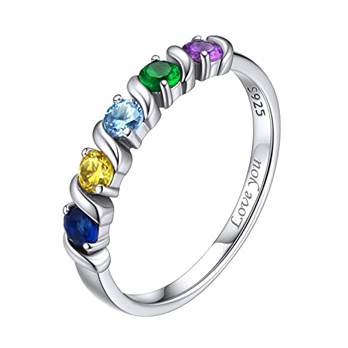 ChicSilver Silber Ring für Damen Mädchen Personalisierter Fingerring mit Geburtsstein Damen Mädchen Paarring in Ringgröße 52 Verlorbungsring Freundschaftsring Hochzeitsring von ChicSilver