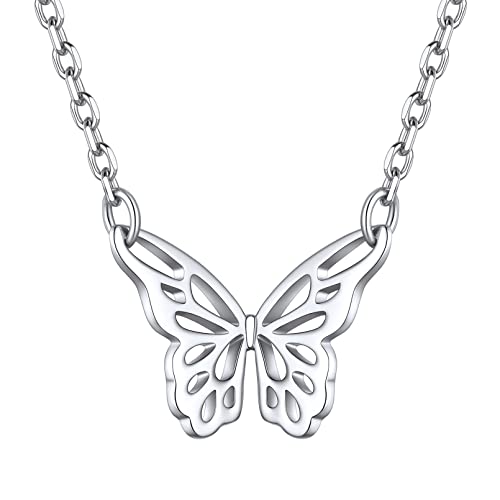 ChicSilver Silber Schmetterling Kette für Damen Mädchen 925 Schlüsselbein Halskette Schmetterling Schmuck mit Geschenkebox für Valentinstag Geburtstag Hochzeit von ChicSilver