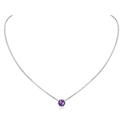 ChicSilver Silberkette Damen Geburssteine Halskette Amethyst Zirkonia für Braut Brautjungfer von ChicSilver