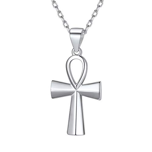 ChicSilver Silberkette mit Ankh Kreuz Anhänger Religiöse Hängende Halskette Egyptian Ankh Kreuz Anhänger für Herren Damen von ChicSilver
