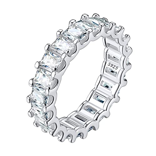 ChicSilver Silberring für Damen Mädchen 925 Zirkonia Ring in Rechteckform Funkelnder Ring in Größe 52 Platin Verlorbungsring Hochzeitsring Ehering für Freundin Ehefrau von ChicSilver