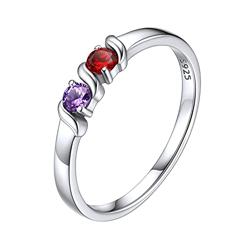 ChicSilver Silberring mit Simulierten Geburtsstein Damen Mädchen Fingerring mit Wunschgravur BFF Fingerring Ehering in Ringgröße 54 Personalisierter Fingerring für Freundin Ehefrau von ChicSilver