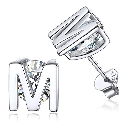 ChicSilver Sterlinb Silber Ohrstecker mit Buchstabe M Damen Mädchen Zirkonia Ohrstecker für Weihnachten Geburtstag von ChicSilver