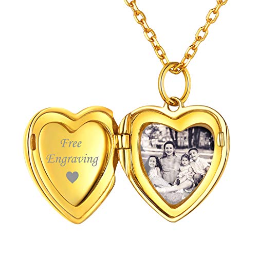 ChicSilver gold Personalisierter Bild Amulett Damen Kette mit Wunsch Gravur Beste Geburtstaggeschenke personalisierter Fotoanhänger von ChicSilver