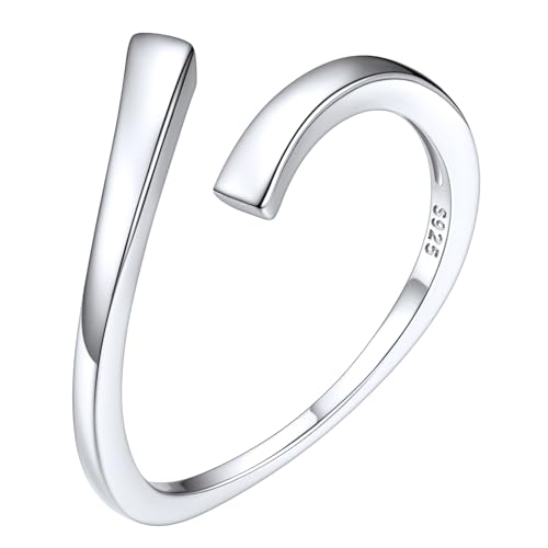 ChicSilver Verstellbarer Ring, Weiß, mit glänzender Öffnung, Sterling Silber von ChicSilver