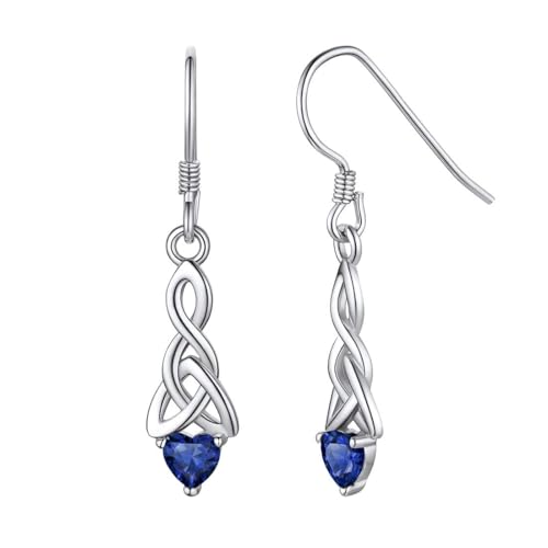 ChicSilver damen Geburtsstein Ohrring Silber September Keltischer Knot Ohrstecker Simulierter Saphir Blau Stein Schmuck Für Mädchen Mama von ChicSilver