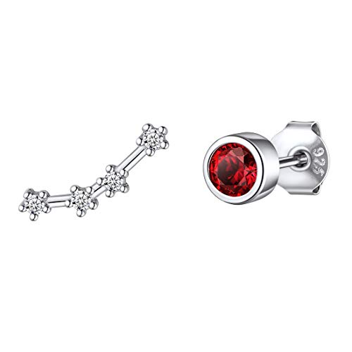 ChicSilver damen Ohrringe aus 925er Sterling Silber Sternbild-Ohrstecker Widder Ohrstecker mit Garnet Stein als Geschenke für Freundin/Mama von ChicSilver