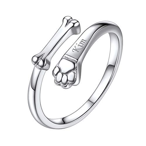 ChicSilver personalisierte Namensring Silber Hundeknochen Ring mit Gravur an Jeden Tag Party von ChicSilver