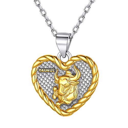 ChicSilver personalisierte Sternzeichen Stier Kette Damen Herzkette mit Horoskop Anhänger mit Geschenkebox von ChicSilver