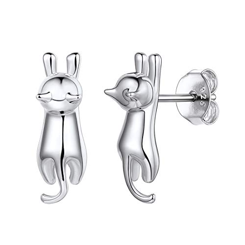 ChicSilver silber Katze Ohrstecker damen Kätzchenohrring aus 925 Katze Schmuck Mini Ohrstecker mit Geschenkebox für mädchen von ChicSilver