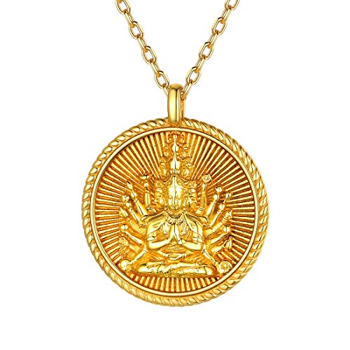 ChicSilver vergoldet Buddha Talisman Medaillon Anhänger Damen Schutzpatron Avalokitesvara Buddhas Anhänger für Mama Papa von ChicSilver