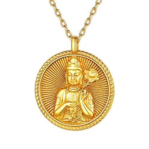 ChicSilver vergoldet Buddismus Talisman Medaillon Anhänger Damen Herren Schutzpatron Vajrapani Buddhas Anhänger für Damen mädchen von ChicSilver