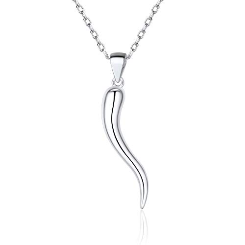 ChicSilver Silber Damen Halskette mit Charm Italienischer Horn Anhänger aus 925 Sterling Silber Charm Italienischer Horn Glücksbringer, Süße Geschenk für Mutter Tochter … von ChicSilver