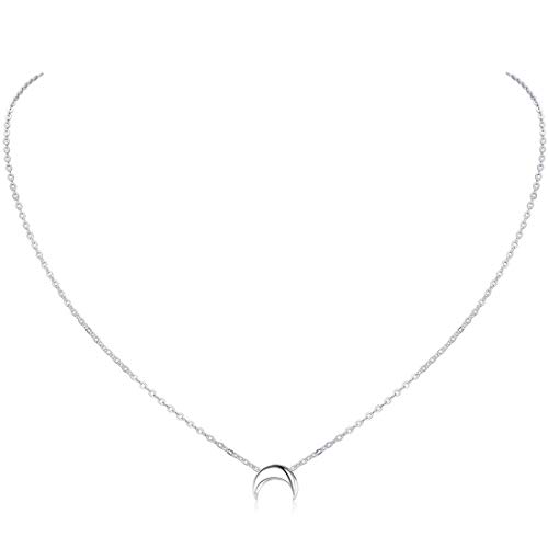 ChicSilver Silber Kette für Damen Mädchen, 925 Sterling Silber Mondanhänger mit Rolokette, Charm Minimalisitischer Schmuck für Valentinstag Geburtstag Muttertag von ChicSilver