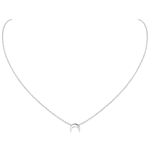 ChicSilver Silber Kette für Damen Mädchen, 925 Sterling Silber Mondanhänger mit Rolokette, Charm Minimalisitischer Schmuck für Valentinstag Geburtstag Muttertag von ChicSilver